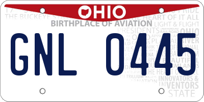 OH license plate GNL0445