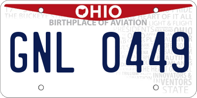 OH license plate GNL0449