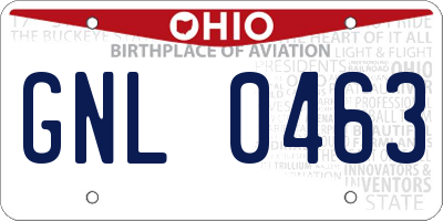 OH license plate GNL0463