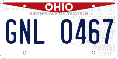 OH license plate GNL0467