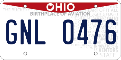 OH license plate GNL0476