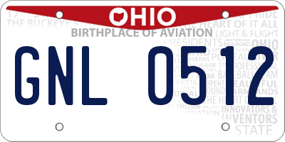 OH license plate GNL0512