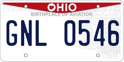 OH license plate GNL0546