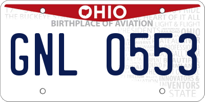 OH license plate GNL0553