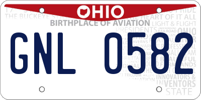 OH license plate GNL0582