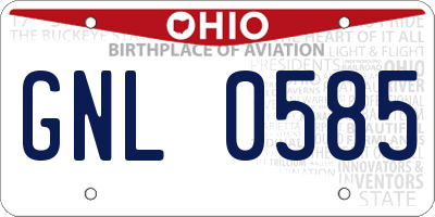 OH license plate GNL0585