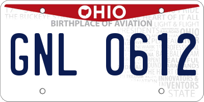 OH license plate GNL0612