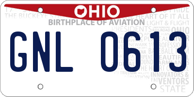 OH license plate GNL0613