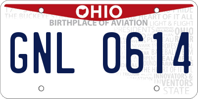 OH license plate GNL0614