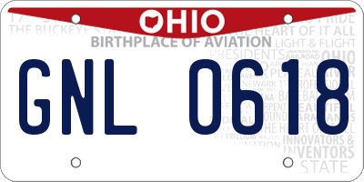 OH license plate GNL0618