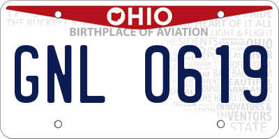 OH license plate GNL0619