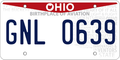 OH license plate GNL0639