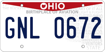 OH license plate GNL0672