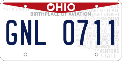 OH license plate GNL0711