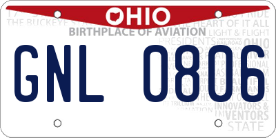 OH license plate GNL0806