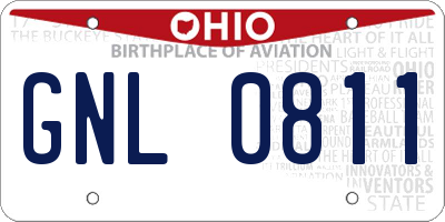 OH license plate GNL0811