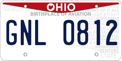 OH license plate GNL0812