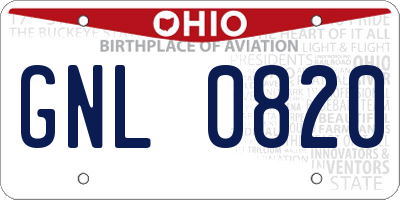 OH license plate GNL0820