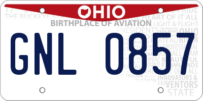 OH license plate GNL0857