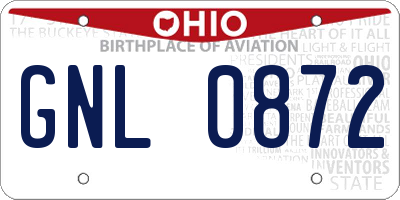 OH license plate GNL0872