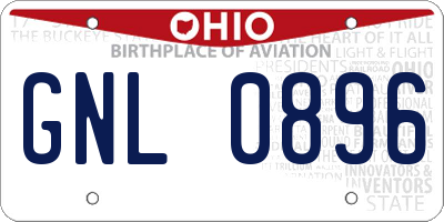 OH license plate GNL0896