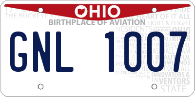 OH license plate GNL1007