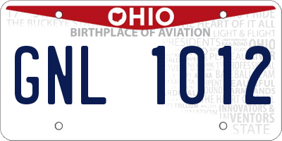 OH license plate GNL1012