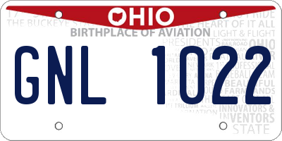 OH license plate GNL1022