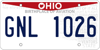 OH license plate GNL1026
