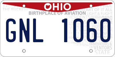 OH license plate GNL1060