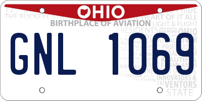 OH license plate GNL1069