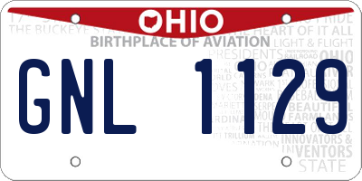 OH license plate GNL1129