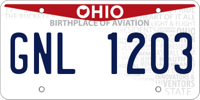 OH license plate GNL1203