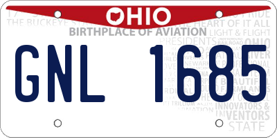 OH license plate GNL1685