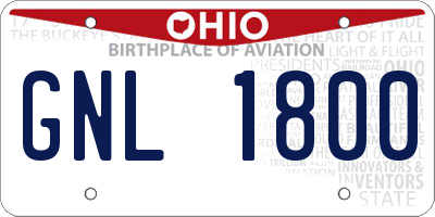 OH license plate GNL1800