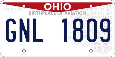 OH license plate GNL1809