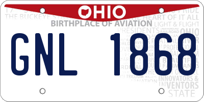 OH license plate GNL1868