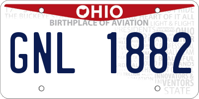 OH license plate GNL1882
