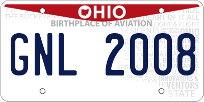 OH license plate GNL2008