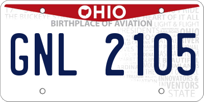 OH license plate GNL2105