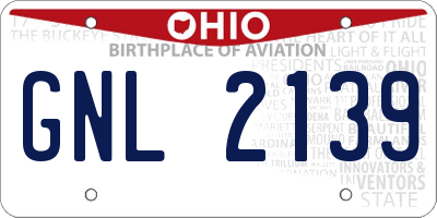 OH license plate GNL2139