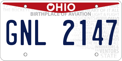 OH license plate GNL2147
