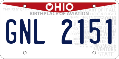OH license plate GNL2151