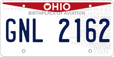 OH license plate GNL2162