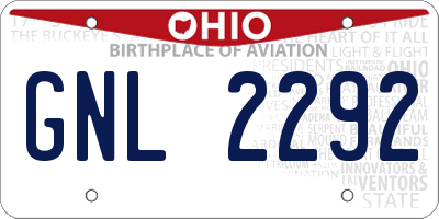 OH license plate GNL2292