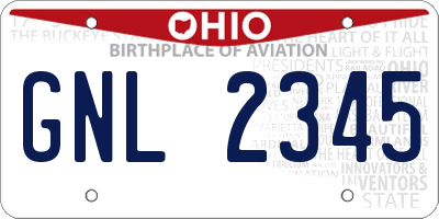 OH license plate GNL2345