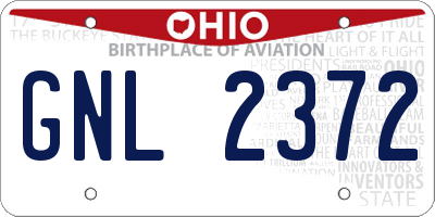 OH license plate GNL2372
