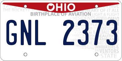 OH license plate GNL2373