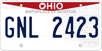 OH license plate GNL2423