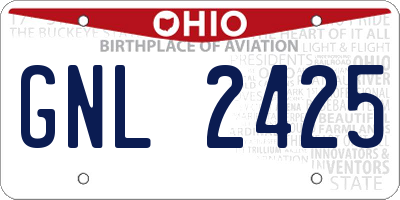 OH license plate GNL2425